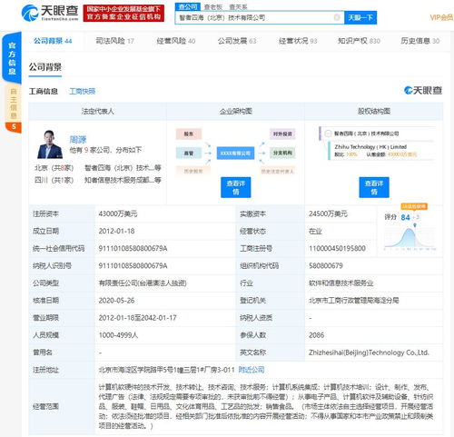 快訊 關聯(lián)公司注冊資本大幅提升至4.3億元，彰顯技術開發(fā)領域擴張雄心
